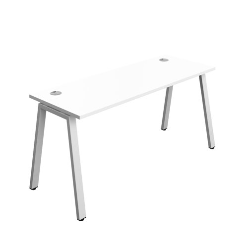 Synergy Bench with Cable Ports: 1 Person (FSC) : A-Frame Leg : 1600 600 White/Silver
