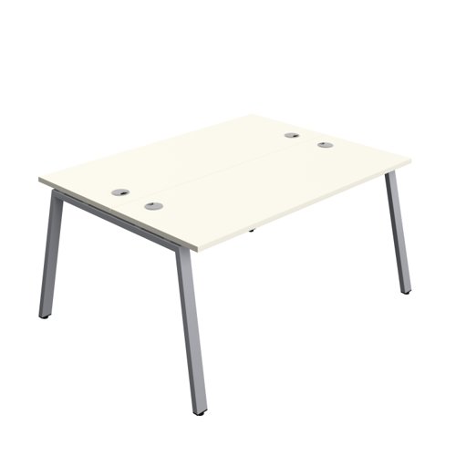 Synergy Bench with Cable Ports: 2 Person (FSC) : A-Frame Leg : 1600 600 White/Silver