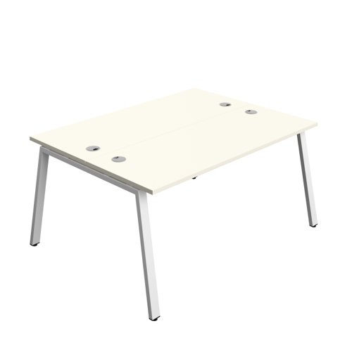 Synergy Bench with Cable Ports: 2 Person (FSC) : A-Frame Leg : 1600 600 White/White