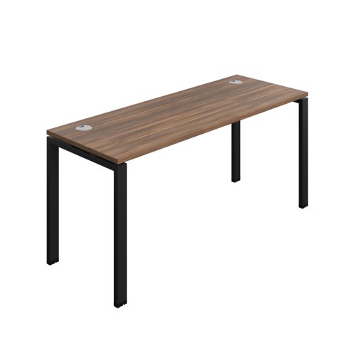 Synergy Bench with Cable Ports: 1 Person (FSC) : Goal Post Leg : 1600 600 Dark Walnut/Black