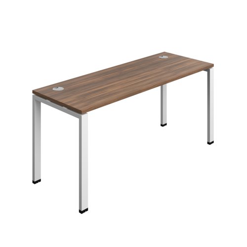 Synergy Bench with Cable Ports: 1 Person (FSC) : Goal Post Leg : 1600 600 Dark Walnut/White