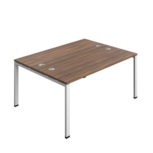 Synergy Bench with Cable Ports: 2 Person (FSC) : Goal Post Leg : 1600 600 Dark Walnut/White