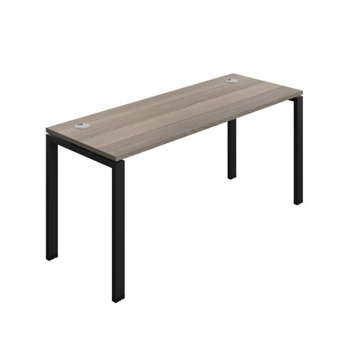 Synergy Bench with Cable Ports: 1 Person (FSC) : Goal Post Leg : 1600 600 Grey Oak/Black