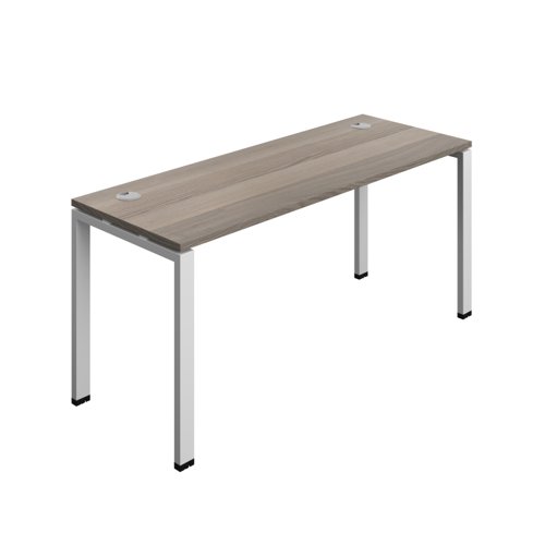 Synergy Bench with Cable Ports: 1 Person (FSC) : Goal Post Leg : 1600 600 Grey Oak/Silver