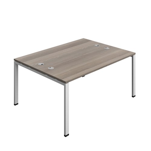 Synergy Bench with Cable Ports: 2 Person (FSC) : Goal Post Leg : 1600 600 Grey Oak/Silver