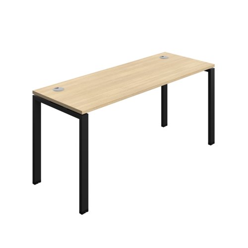 Synergy Bench with Cable Ports: 1 Person (FSC) : Goal Post Leg : 1600 600 Nova Oak/Black