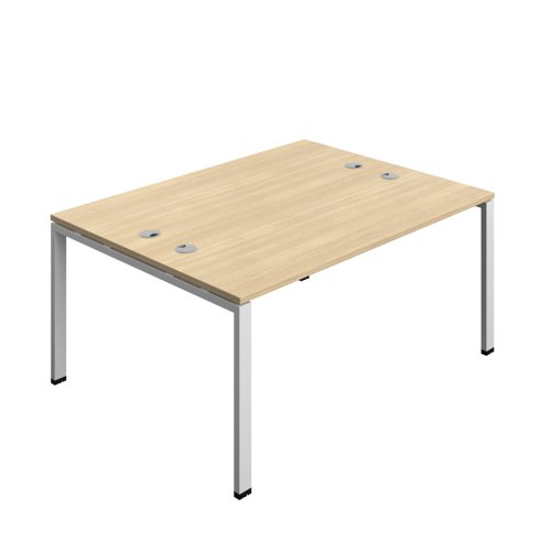 Synergy Bench with Cable Ports: 2 Person (FSC) : Goal Post Leg : 1600 600 Nova Oak/Silver