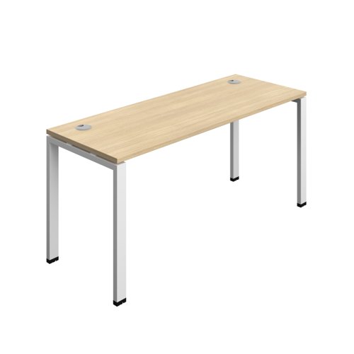 Synergy Bench with Cable Ports: 1 Person (FSC) : Goal Post Leg : 1600 600 Nova Oak/White
