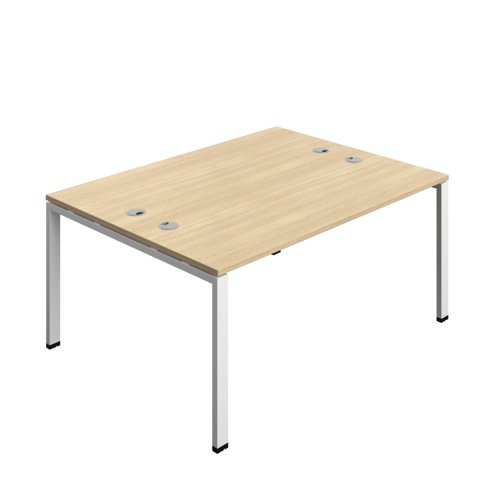 Synergy Bench with Cable Ports: 2 Person (FSC) : Goal Post Leg : 1600 600 Nova Oak/White