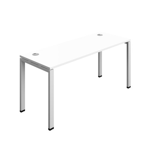 Synergy Bench with Cable Ports: 1 Person (FSC) : Goal Post Leg : 1600 600 White/Silver