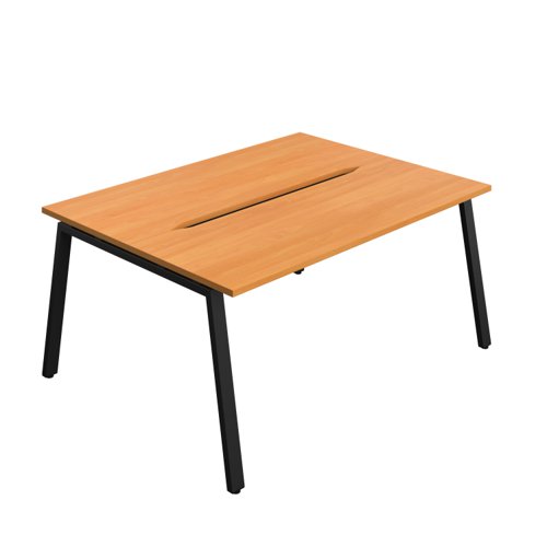 Synergy Bench with Cut Out: 2 Person (FSC) : A-Frame Leg : 1600 700 Beech/Black