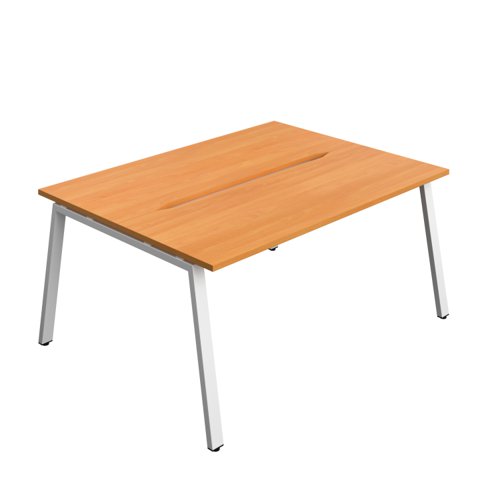 Synergy Bench with Cut Out: 2 Person (FSC) : A-Frame Leg : 1600 700 Beech/White