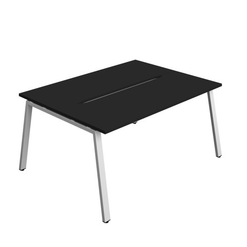 Synergy Bench with Cut Out: 2 Person (FSC) : A-Frame Leg : 1600 700 Black/Silver