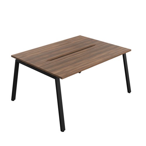 Synergy Bench with Cut Out: 2 Person (FSC) : A-Frame Leg : 1600 700 Dark Walnut/Black