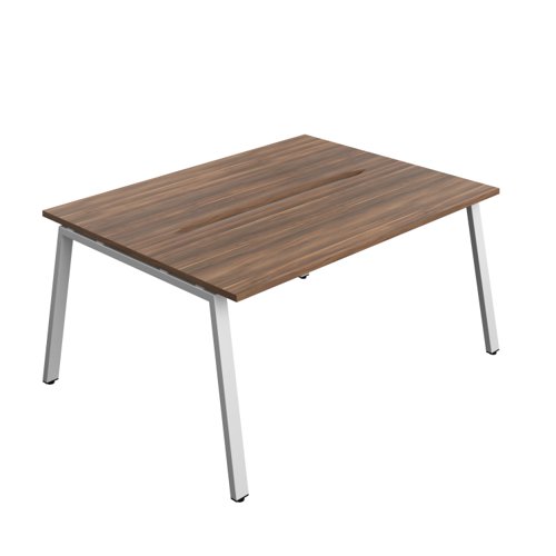 Synergy Bench with Cut Out: 2 Person (FSC) : A-Frame Leg : 1600 700 Dark Walnut/Silver
