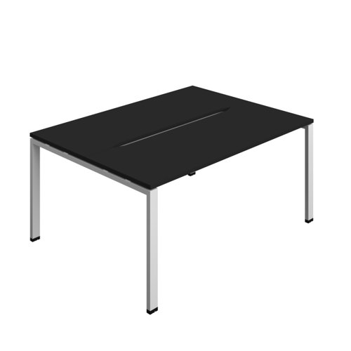 Synergy Bench with Cut Out: 2 Person (FSC) : Goal Post Leg : 1600 700 Black/Silver