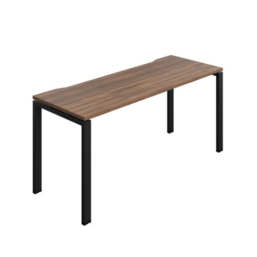 Synergy Bench with Cut Out: 1 Person (FSC) : Goal Post Leg : 1600 700 Dark Walnut/Black