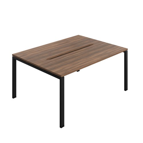 Synergy Bench with Cut Out: 2 Person (FSC) : Goal Post Leg : 1600 700 Dark Walnut/Black