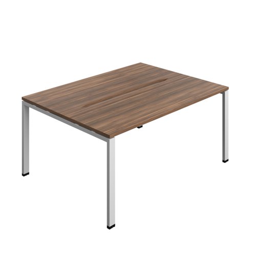 Synergy Bench with Cut Out: 2 Person (FSC) : Goal Post Leg : 1600 700 Dark Walnut/Silver