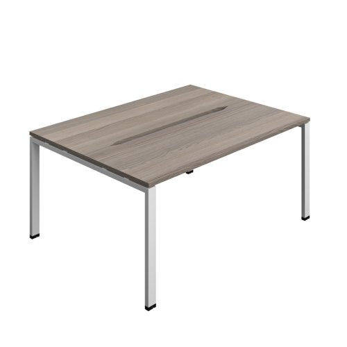 Synergy Bench with Cut Out: 2 Person (FSC) : Goal Post Leg : 1600 700 Grey Oak/Silver