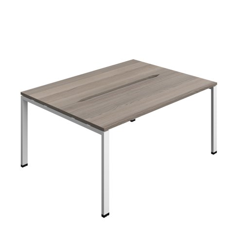 Synergy Bench with Cut Out: 2 Person (FSC) : Goal Post Leg : 1600 700 Grey Oak/White