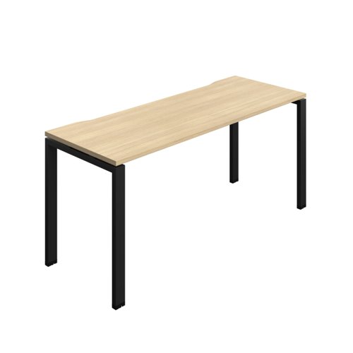 Synergy Bench with Cut Out: 1 Person (FSC) : Goal Post Leg : 1600 700 Nova Oak/Black