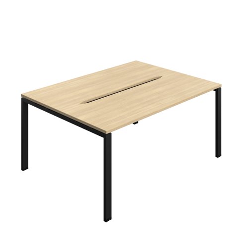 Synergy Bench with Cut Out: 2 Person (FSC) : Goal Post Leg : 1600 700 Nova Oak/Black