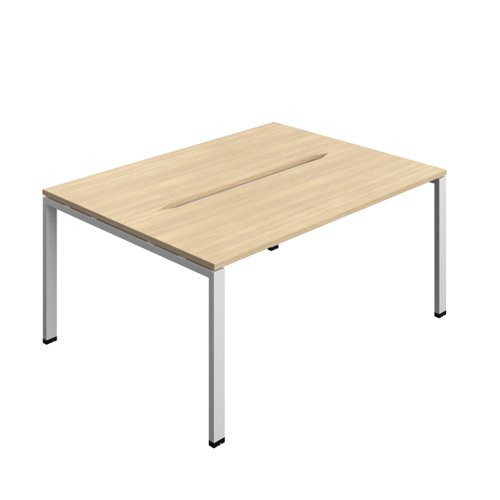 Synergy Bench with Cut Out: 2 Person (FSC) : Goal Post Leg : 1600 700 Nova Oak/Silver