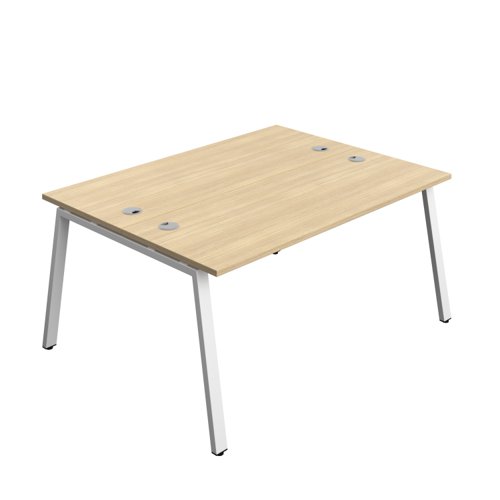 Synergy Bench with Cable Ports: 2 Person (FSC) : A-Frame Leg : 1600 700 Nova Oak/White