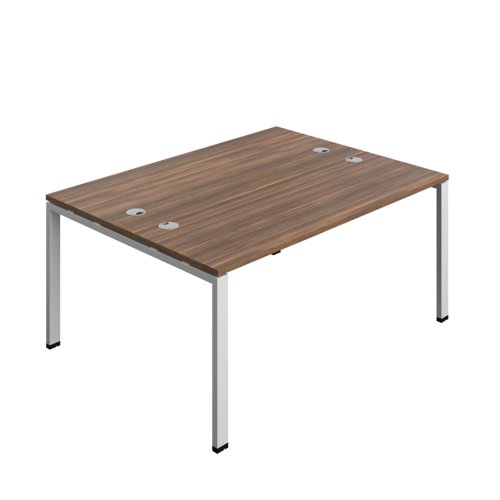 Synergy Bench with Cable Ports: 2 Person (FSC) : Goal Post Leg : 1600 700 Dark Walnut/Silver