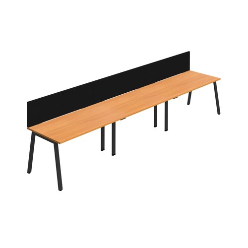 Synergy 3SP Bench Desk 1600X800mm A-Frame Beech/Black Black Screen