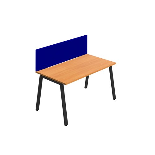Synergy 1SP Bench Desk 1600X800mm A-Frame Beech/Black Royal Blue Screen