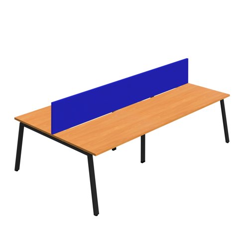 Synergy 4P Bench Desk 1600X800mm A-Frame Beech/Black Royal Blue Screen