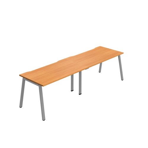 Synergy 2SP Bench Desk 1600X800mm A-Frame Beech/Silver