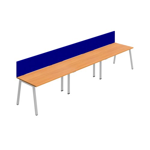 Synergy 3SP Bench Desk 1600X800mm A-Frame Beech/Silver Royal Blue Screen