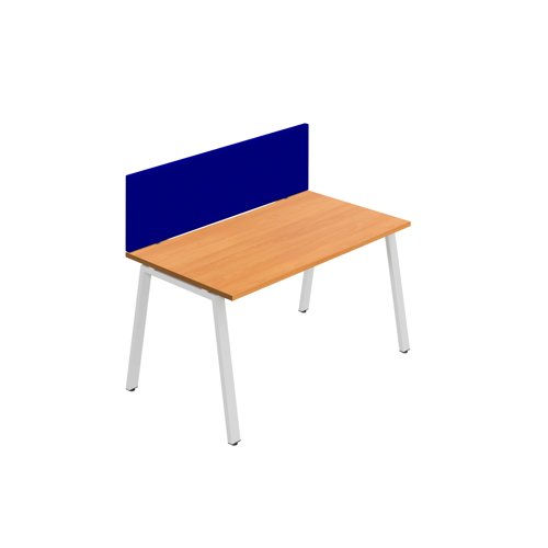 Synergy 1SP Bench Desk 1600X800mm A-Frame Beech/White Royal Blue Screen