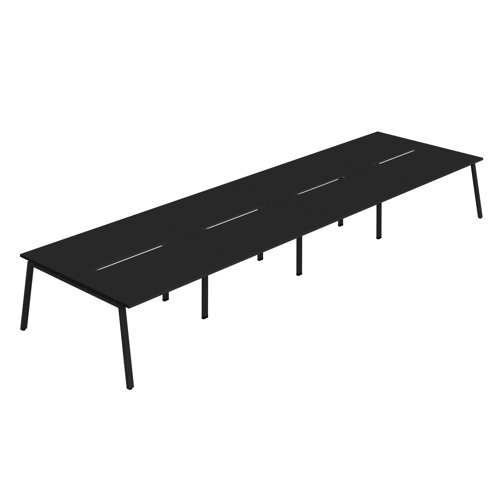 Synergy 8P Bench Desk 1600X800mm A-Frame Black/Black