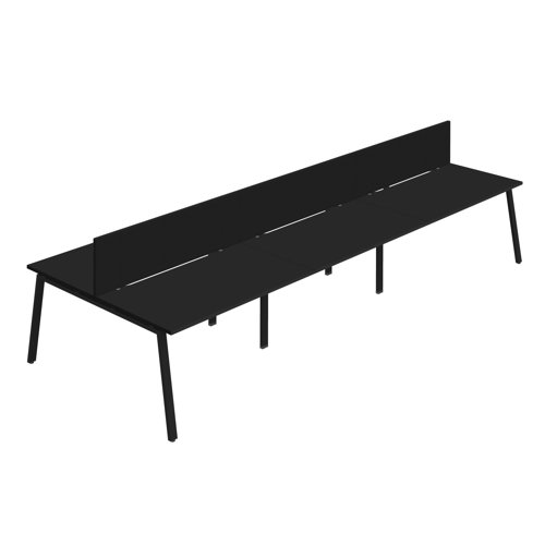 Synergy 6P Bench Desk 1600X800mm A-Frame Black/Black Black Screen