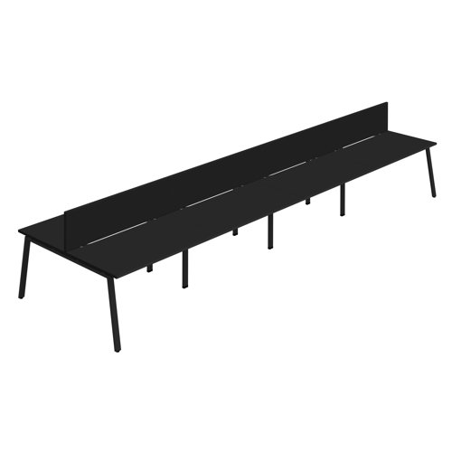 Synergy 8P Bench Desk 1600X800mm A-Frame Black/Black Black Screen