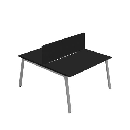 Synergy 2P Bench Desk 1600X800mm A-Frame Black/Silver Black Screen