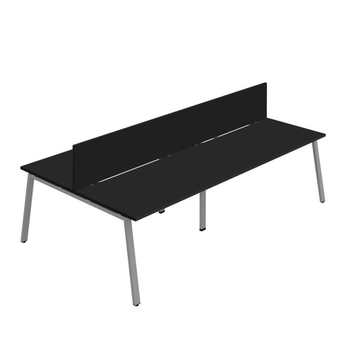 Synergy 4P Bench Desk 1600X800mm A-Frame Black/Silver Black Screen