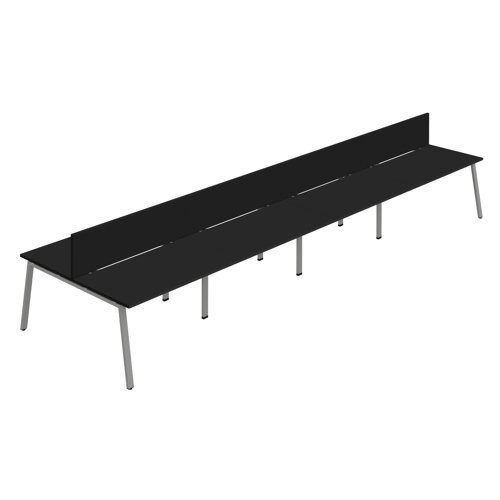 Synergy 8P Bench Desk 1600X800mm A-Frame Black/Silver Black Screen