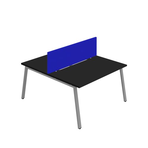 Synergy 2P Bench Desk 1600X800mm A-Frame Black/Silver Royal Blue Screen