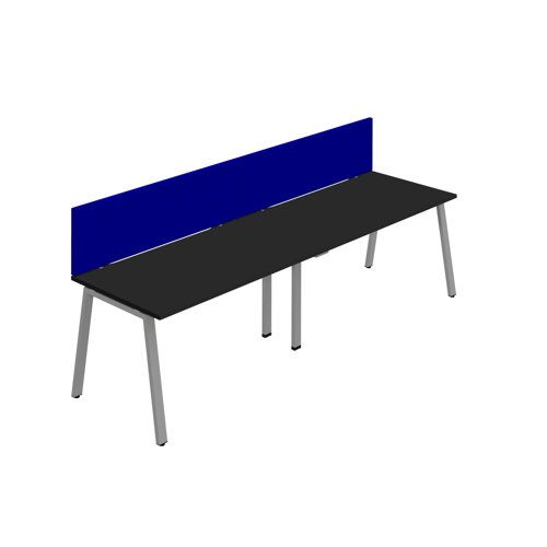 Synergy 2SP Bench Desk 1600X800mm A-Frame Black/Silver Royal Blue Screen