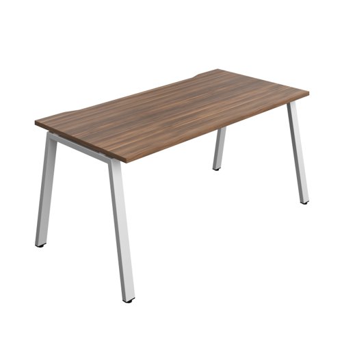 Synergy Bench with Cut Out: 1 Person (FSC) : A-Frame Leg : 1600 800 Dark Walnut/Silver