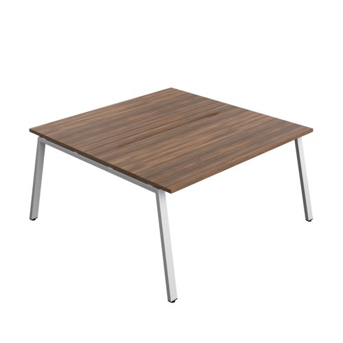 Synergy Bench with Cut Out: 2 Person (FSC) : A-Frame Leg : 1600 800 Dark Walnut/Silver