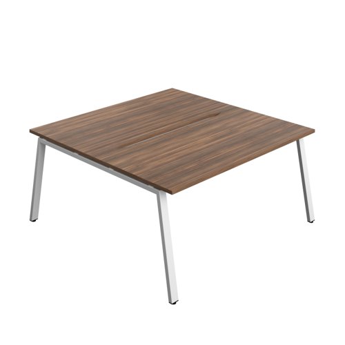 Synergy Bench with Cut Out: 2 Person (FSC) : A-Frame Leg : 1600 800 Dark Walnut/White