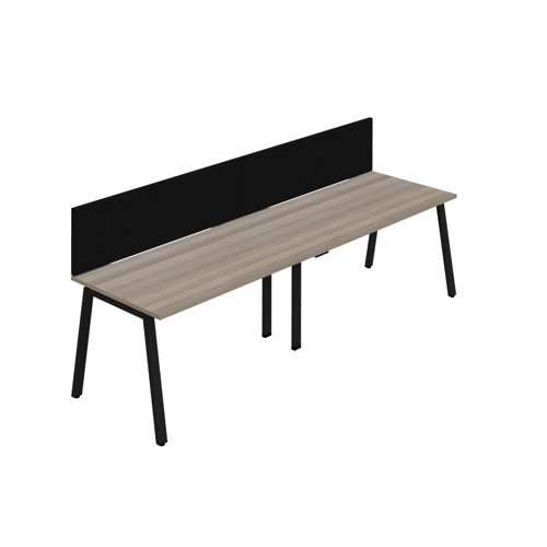 Synergy 2SP Bench Desk 1600X800mm A-Frame Grey Oak/Black Black Screen