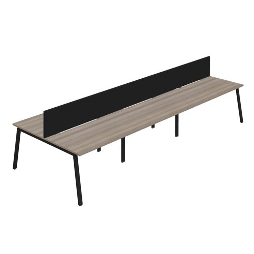 Synergy 6P Bench Desk 1600X800mm A-Frame Grey Oak/Black Black Screen