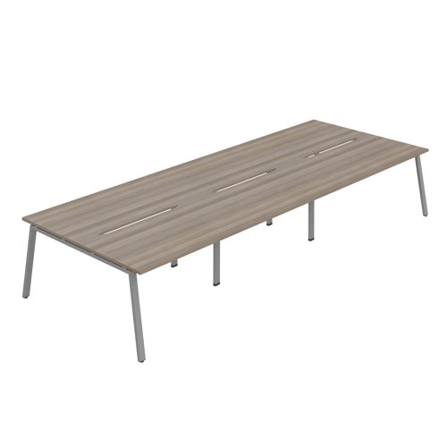 Synergy 6P Bench Desk 1600X800mm A-Frame Grey Oak/Silver
